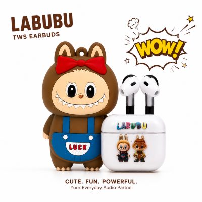Labubu Doll Wireless Earbuds Set – Cute Pop Mart The Monsters Character Case with Crystal Clear Sound, Deep Bass & Bluetooth TWS Earphones